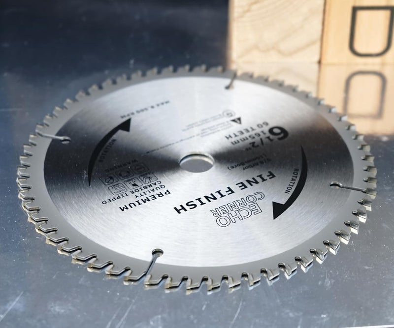 Echo Corner 6-1/2 Inch Fine Finish Wood Cutting Circular Saw Blade, Fine Cut Crosscut Framing Plywood MDF Plastic Veneer Lumber Laminate, 5/8 Inch Arbor (60-Tooth) - Image 5